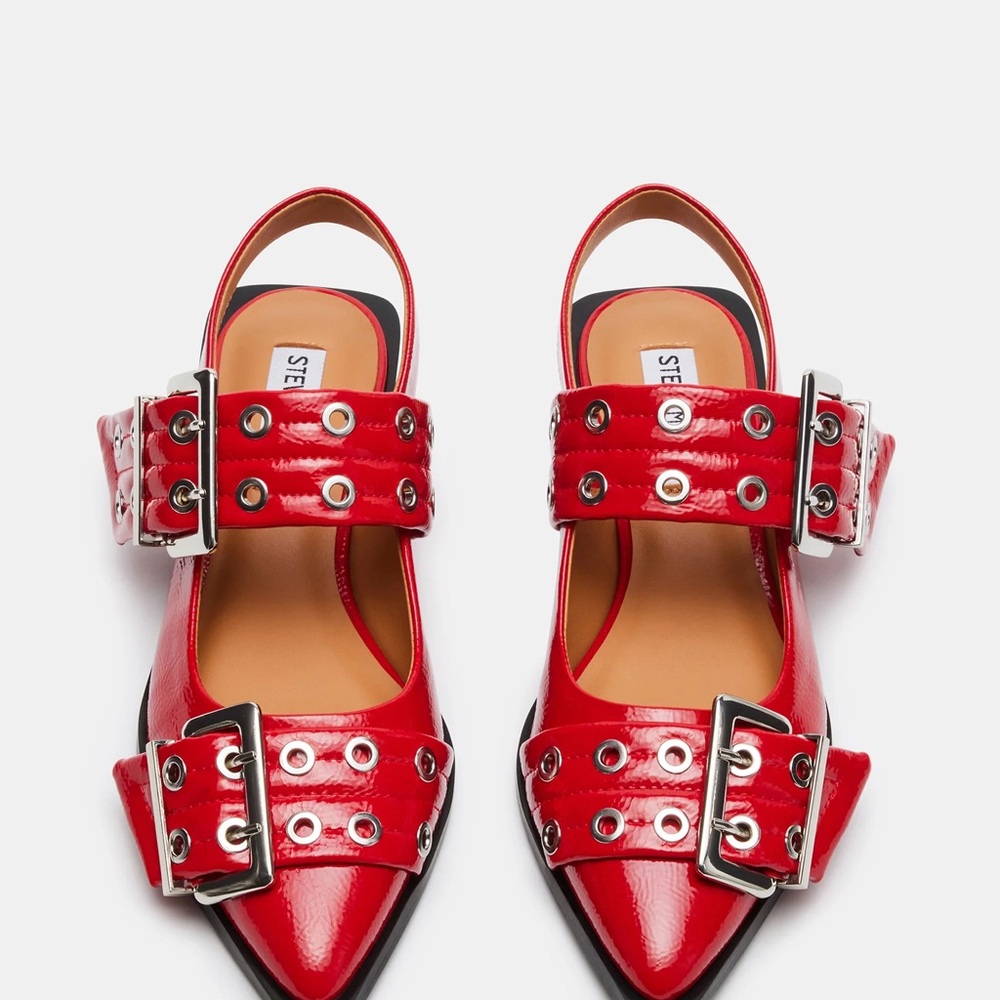 Steve Madden Red Buckle Flats